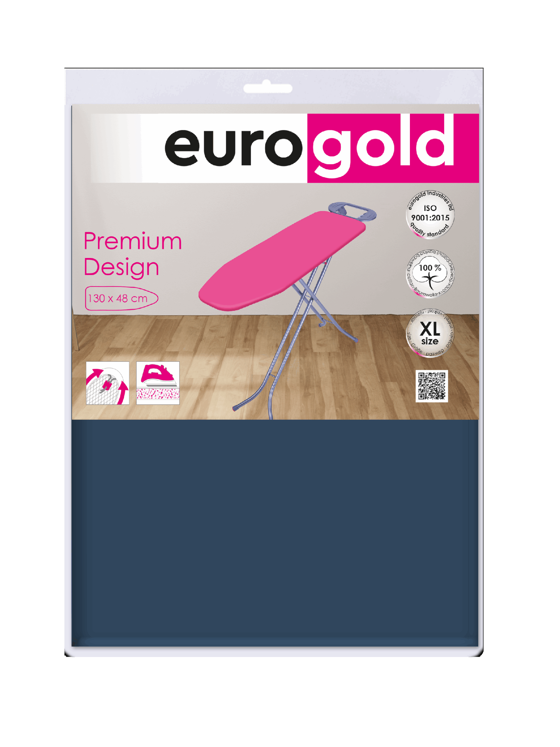 husa pentru masa de calcat eurogold, professional 130 x 48 cm, dc48f3navyblue212
