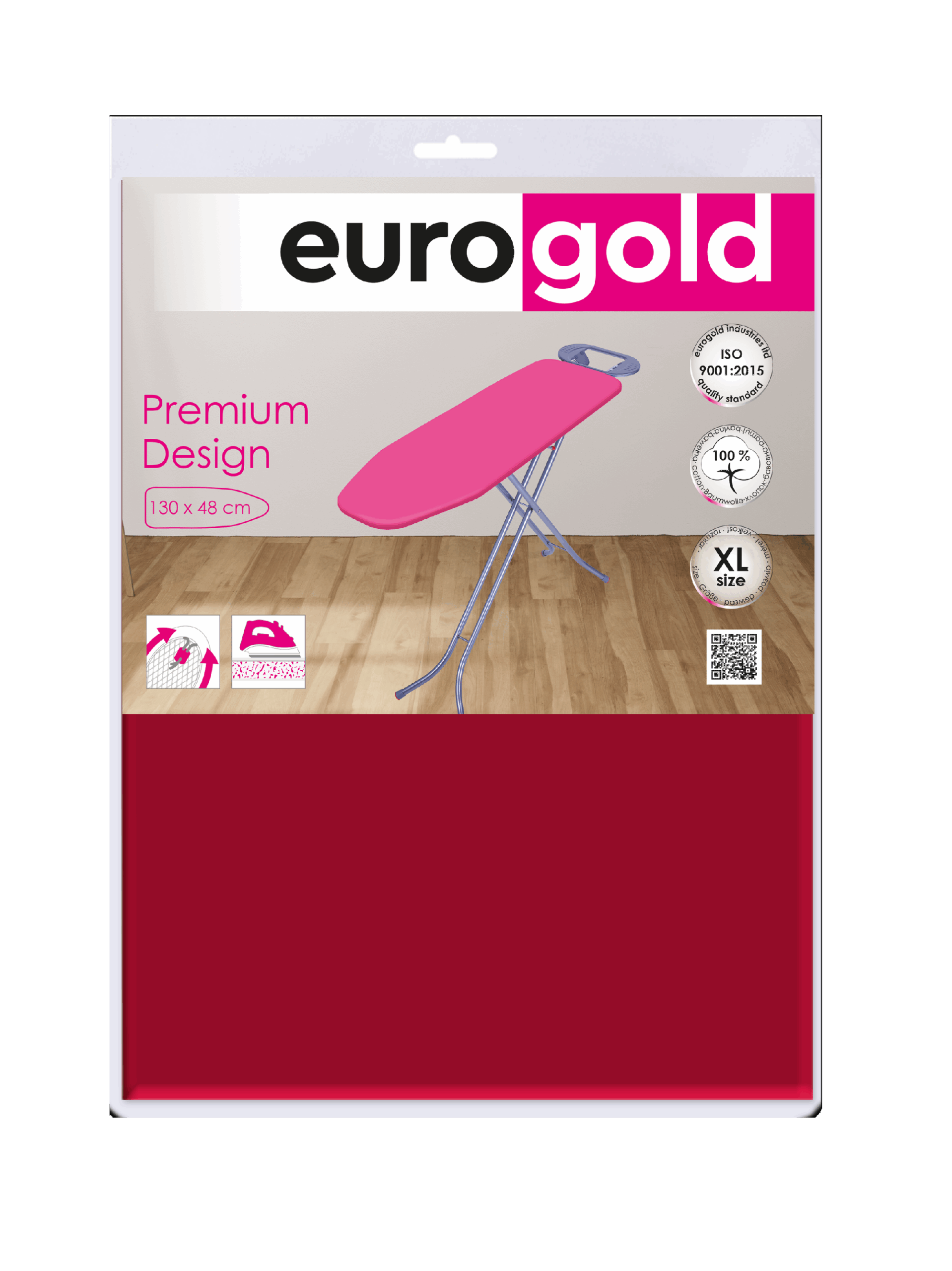 husa pentru masa de calcat eurogold, professional 130 x 48 cm, dc48f3red1760
